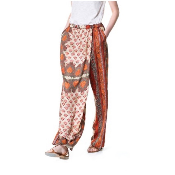 ZARA Bohemian style wrap harem pants culottes Sz XS - Picture 1 of 15